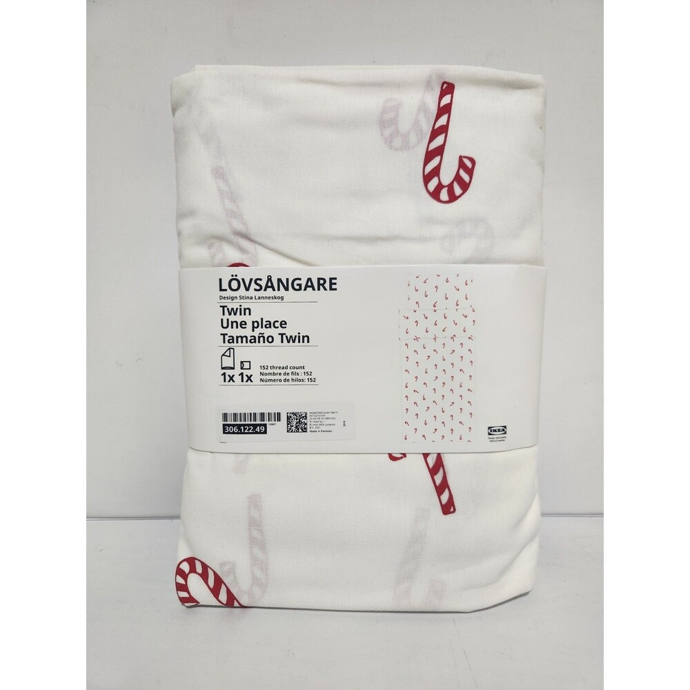 IKEA Twin LOVSANGARE Duvet Cover w/ Pillowcase Candy Cane 306.122.49